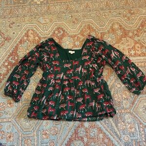 Pink Chicken small top pink green leopard